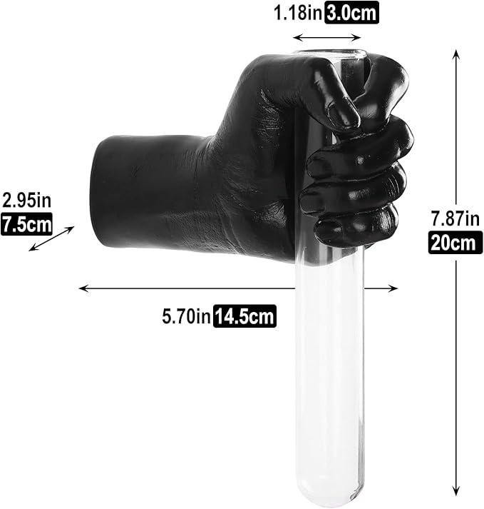 Black Wall Sculptures, Hand Vases Home Decor, Wall Mount Art Sculpture, Unique Wall Art Statue, Funky Flower Vase Decorations, Modern Eclectic Hanging Decor,Glass Test Tube Vase-Ruum Studio Home