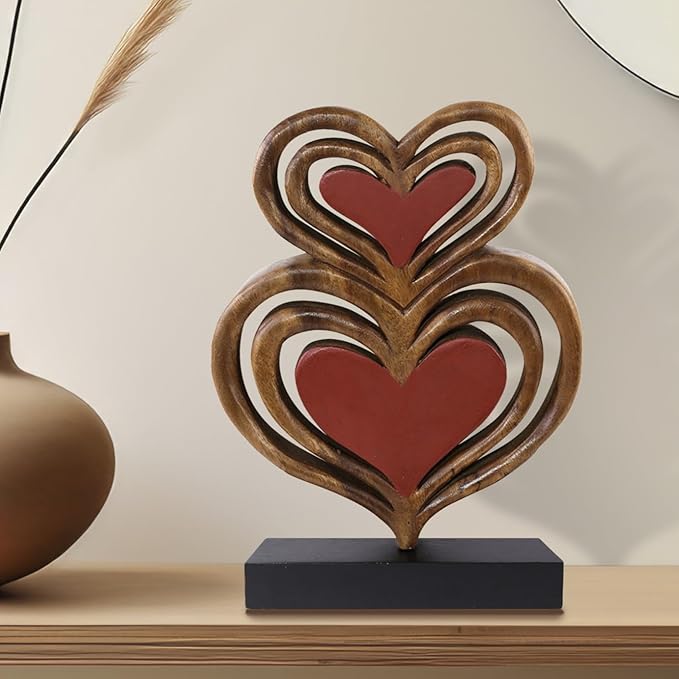 Decozen Gifts for Mom - Wooden Heart Sculpture - Mother's Day Birthday Gifts, Home, Office, Living Room, Shelf, Fireplace, Farmhouse, Tabletop, Boho and Mantle Decor - Mothers Day Decorations-Ruum Studio Home