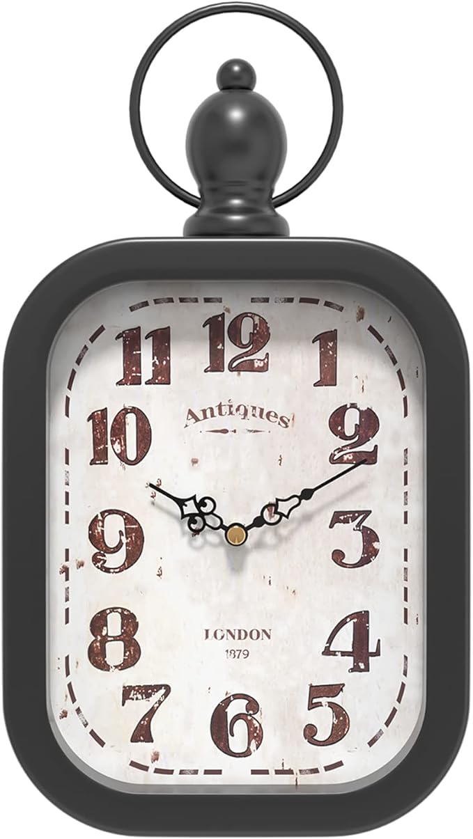 Menterry Small Retro Rectangle Wall Clock, Black Antique Vintage Style Decor Wall Clocks for Farmhouse,Bedroom,Kitchen,Bathroom (11" H x 6.1" W)-Ruum Studio Home