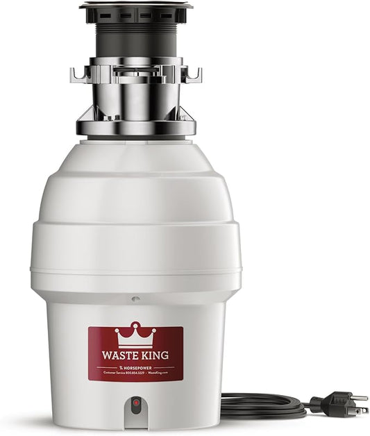 Waste King Batch Feed Garbage Disposal for Kitchen Sink with Power Cord, L-5000TC-Ruum Studio Home