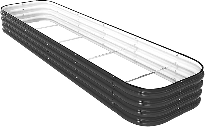 DaisyVibe Raised Garden Bed Kit, Planter Raised Garden Boxes Outdoor, Oval Large Metal Raised Garden Beds for Vegetables Flowers (Grey, 8ftx2ftx1ft)-Ruum Studio Home