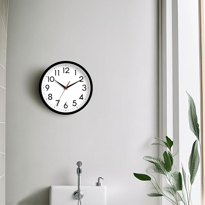 Wall Clock Analog 10 Inch Silent Non Ticking Battery Operated Modern Decorative for Living Room Kitchen Office Bedroom Bathroom(Black)-Ruum Studio Home