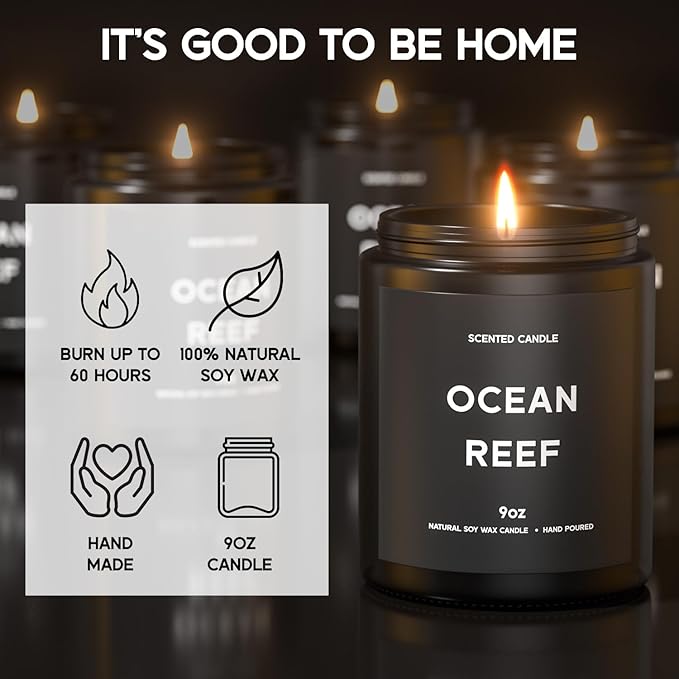 Ocean Reef Candle, 9oz Scented Candle for Men, Scented Candles for Home, Gifts for Men, Personalized Blessing Minimalist Men's Gifts-Ruum Studio Home