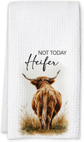 Not Today Heifer Highland Cow Hand Towels for Farmhouse Kitchen Bathroom Decor | Funny Waffle Weave Microfiber Dish Towel Western Gift-Ruum Studio Home