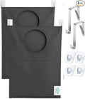 Hanging Laundry Hamper Bag – Space-Saving Dirty Clothes Storage with Free Adjustable Stainless Steel Over-the-Door Hooks & Suction Cup Hooks – Ideal for bathrooms, bedrooms & dorms (2, Gray)-Ruum Studio Home
