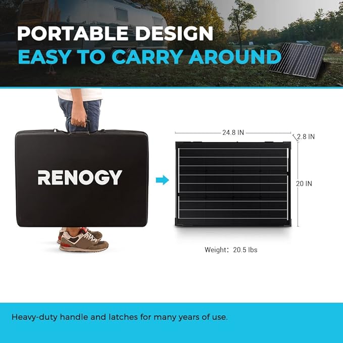 Renogy 100 Watt 12 Volt Portable Solar Panel for Power Station, Foldable 100W Solar Panel Suitcase with Adjustable Kickstand, Solar Charger for RV Camping Off Grid System,Black-Ruum Studio Home