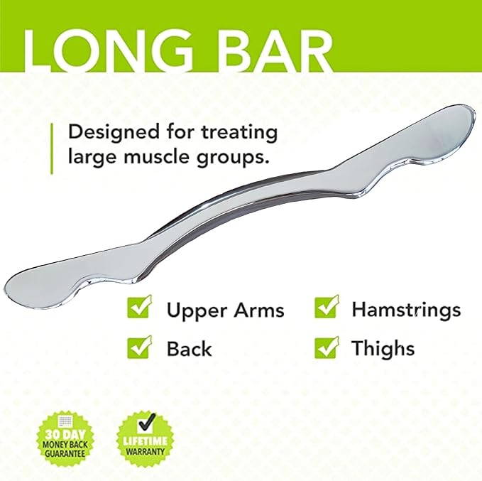 Muscle Scraper Stainless Steel Gua sha Scraping Massage Tool IASTM Tools Great Soft Tissue Mobilization Tool(Long bar)-Ruum Studio Home