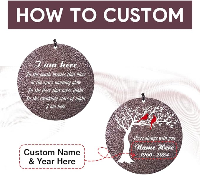 Personalized Sympathy Wind Chimes, Personalized Wind Chimes for Loss of Loved One, Commemorative Sympathy Gifts for Funerals, in Memory of Dad/Mom/Husband/Wife, Ship from US-Ruum Studio Home