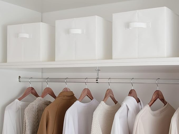 StorageWorks Storage Baskets for Shelves, Foldable Fabric Closet Storage Bins with Handles, Fabric Storage Bins Clothes Organizer, White, 3-Pack, Extra Large-Ruum Studio Home