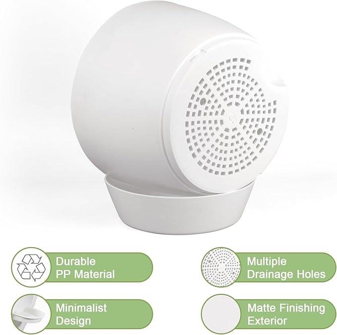 10/9/8 inch Medium Self Watering Pots, Plant Pots with Mesh Drainage Holes for Indoor Outdoor Garden Plants, Flower Pots with Removable Reservoir, Set of 3 Plastic Planters, White-Ruum Studio Home
