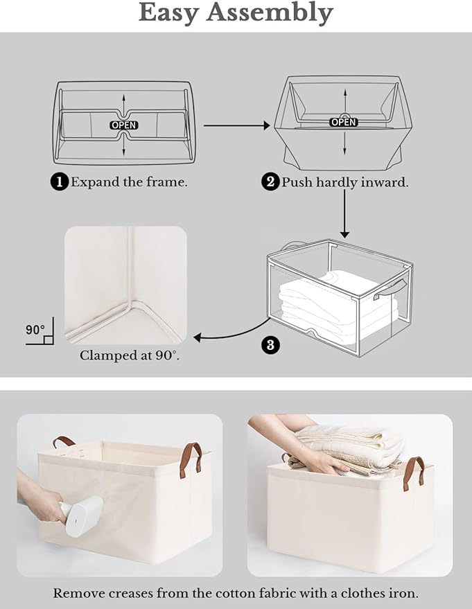 StorageWorks Storage Bins, Fabric Storage Bins for Shelves, Extra Large Storage Baskets with Metal Frame, Closet Baskets and Bins with Handles, Jumbo, Natural Color, 2-Pack-Ruum Studio Home