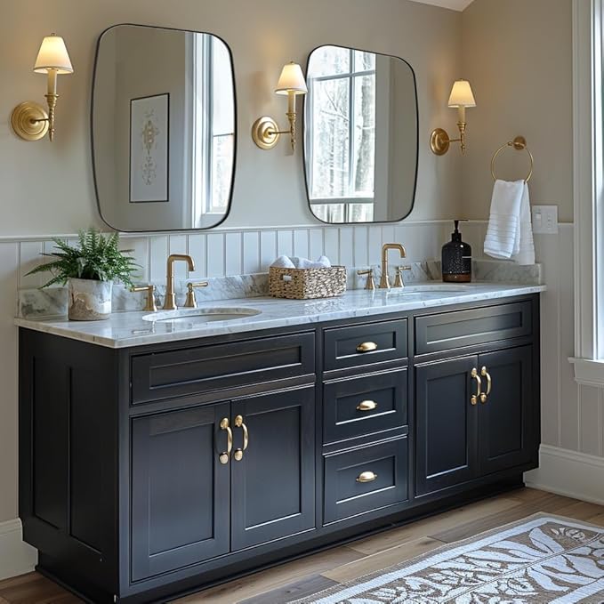 ANDY STAR Black Oblong Mirror, 36x40 Inch Black Oval Mirror for Bathroom with Stainless Steel Metal Frame, Wall Mouned for Bathroom, Living Room, Entryway-Ruum Studio Home