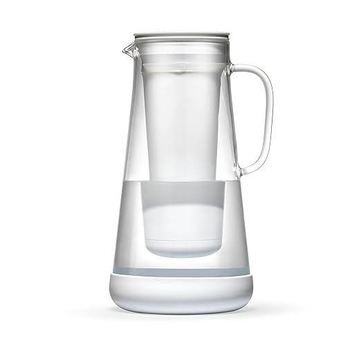 LifeStraw Home Water Pitcher, 7-Cup, White, Glass with Silicone Base, White, for Everyday Protection Against Bacteria, Parasites, Microplastics, Lead, Mercury, PFAS and a Variety of Chemicals-Ruum Studio Home