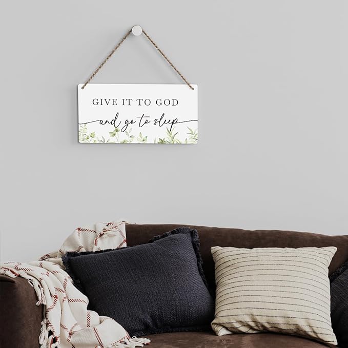 Christian Decor Give It to God And Go To Sleep Sign Rustic Bible Verse Sign Scripture Printed Wood Sign Wall Art Religious Gifts Faith Based Gifts-Ruum Studio Home