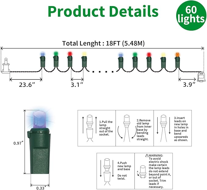 60 Count Multicolor- String Lights - LED Christmas Lights, Mini led Lights for Indoor Outdoor Home Holiday Party Wedding Independence Day Decoration-Ruum Studio Home