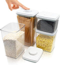 BopTop (4pc Set) Airtight Food Storage Container – Mechanical Silicone Seal Canister - BPA-Free Stackable - 1.3Qt/2.1Qt/2.8Qt/3.5Qt-Ruum Studio Home