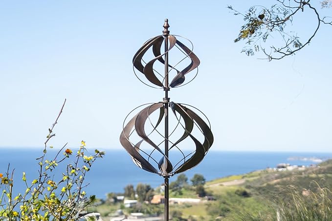 LimeHill Wind Spinner for Yard and Garden - Large Metal Windspinners for Outdoor Decorations (Silver Spherality)-Ruum Studio Home