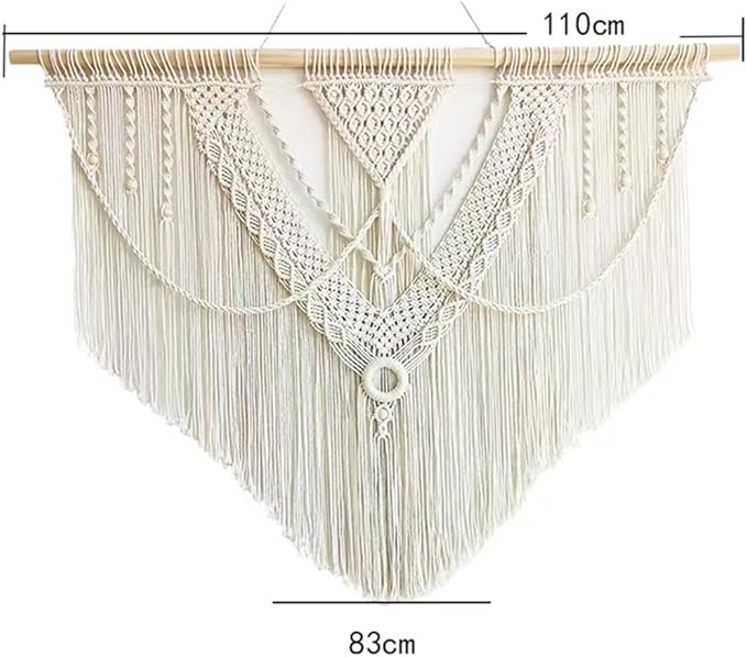 guzhiou large macrame wall hanging - Boho Tapestry Macrame Wall Decor Art- Chic Bohemian Handmade Woven Tapestry Home Decoration for Bedroom Living Room Apartment Wedding Party - 43"x32" (Beige-A)-Ruum Studio Home