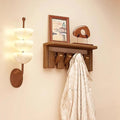 Wall Mounted Piano Key Hanger | Flip Style Hook | Entrance Wall Art Hook, Made of Oak Wood (3 Times Painted, 4 Times Polished) (Tray Walnut, 4Hooks)-Ruum Studio Home