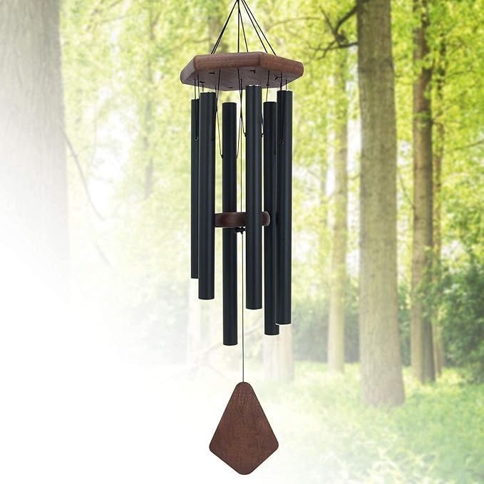 Wind Chimes for Outside, 30" Black Aluminium Wind Chime with Wind Catcher, Outdoor Garden Patio Decoration Windchimes, Classic Zen Gift for Men and Women-Ruum Studio Home