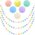 3pk Pastel Pom Pom Garland Easter Decorations Spring Home Decor Indoor Living Room Wall Classroom Xmas Tree, Cute Hanging Rainbow Colorful Felt Ball Garland Baby Shower Wedding Birthday Party Supplies-Ruum Studio Home