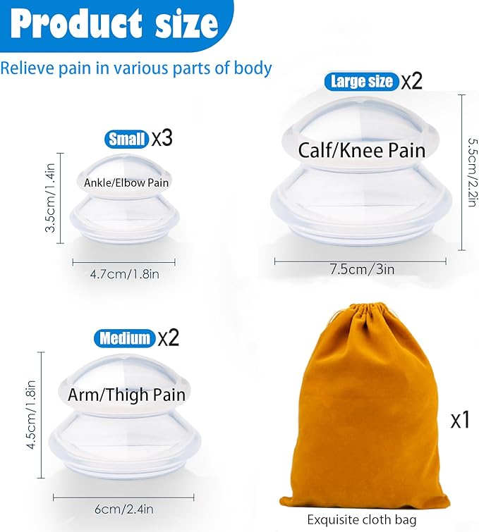 7pcs Cupping Therapy Set-Professional Silicone Cupping, Suitable for Facial Body Massage/Deep Myofascial Release/Pain Relief/Muscle Relaxation & More (Clear,7pcs)-Ruum Studio Home