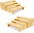 Large Display Wood Risers Wooden Stand 8 Tier Wood Racks Decorative Rectangular, 2 Set 8 Pieces Cupcake Stands Cologne Perfume Organizer Dessert Showcase Items(nature)-Ruum Studio Home