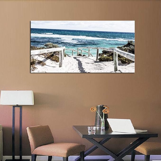 DZL Art S74275 Rottnest Island Beach Seascape Painting Sea Nature Pictures Wall Art Canvas Prints Painting Ready to Hang for Living Room Bedroom Decor Office Wall Decor Home Decoration-Ruum Studio Home