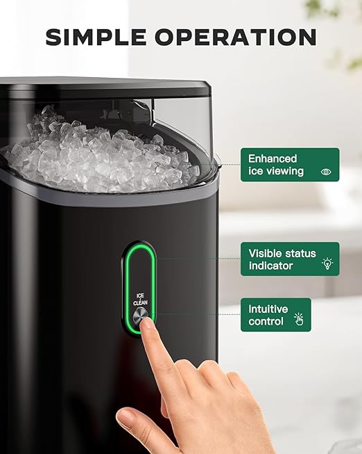 Silonn Nugget Ice Maker Countertop, Pebble Ice Maker with Soft Chewable Ice, Ready in 6 Mins, 34lbs Per Day, One-Click Operation Ice Machine with Self-Cleaning, for Home, Kitchen, Party, RV, Camping-Ruum Studio Home