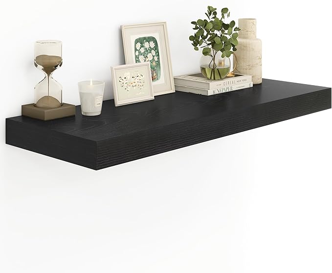 Heimlove Black Bathroom Shelves Floating Shelves for Wall Shelf Over Toilet Long Wall Mounted Modern Farmhouse,48 x 12 Shelves with Invisible Brackets for Living Room, Kitchen, Bedroom-Ruum Studio Home