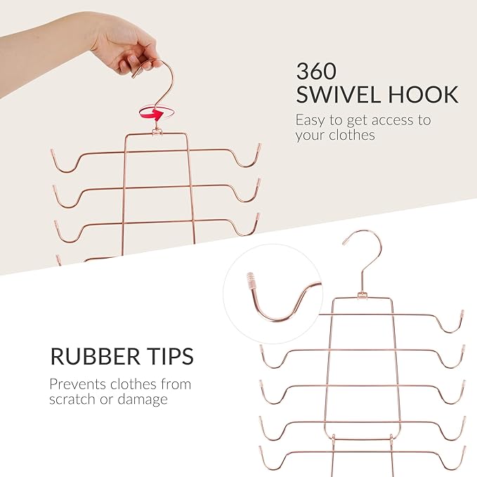ZEDODIER 3 Pack Tank Top Hanger, Space Saving Bra Hangers, Non-Slip Hanging Sport Bras Holder, Closet Organizers and Storage for Camisoles Tank Tops Bras Ties Swimsuits Strappy Dress, Rose Gold-Ruum Studio Home
