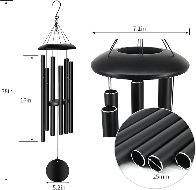 Wind Chimes Outdoor, 38'' Large Memorial Wind Chimes for Outside Deep Tone, Wind Chime Gifts for Garden Hanging Decor, Sympathy Gift-Ruum Studio Home