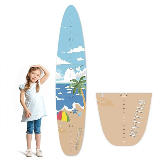 Personalized Name Growth Chart, Surfboard Children's Height Growth Chart Wall Board, Stereoscopic Height Ruler, Precision Height Measuring Instrument for Nursery Room, Includes Tools-Ruum Studio Home