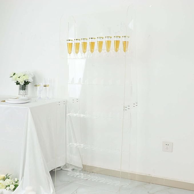 Tableclothsfactory 5ft Clear Acrylic 5-Tier Wine Glass Stemware Rack, Champagne Flute Holder Wall Stand-Ruum Studio Home