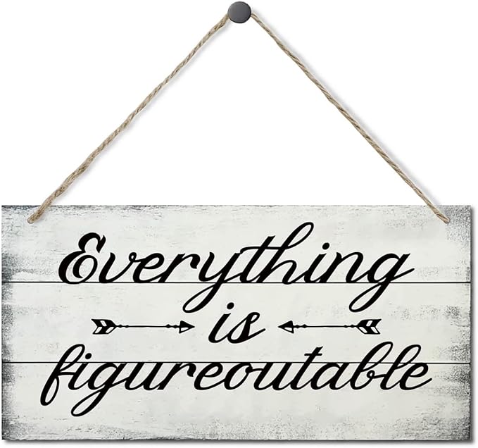 Everything is Figureoutable Decor Sign, Printed Wood Wall Art Sign, Funny Home Signs Decor, Hanging Wood Sign Home Decorative, Rustic Farmhouse Inspirational Wood Sign Decor Wall Art 12x6 in-Ruum Studio Home