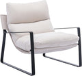 DUOMAY Mid-Century Accent Chair Armchair, Comfy Linen Fabric Leisure Chair Lazy Chair with Metal Leg for Living Room Bedroom Office Apartment, White-Ruum Studio Home