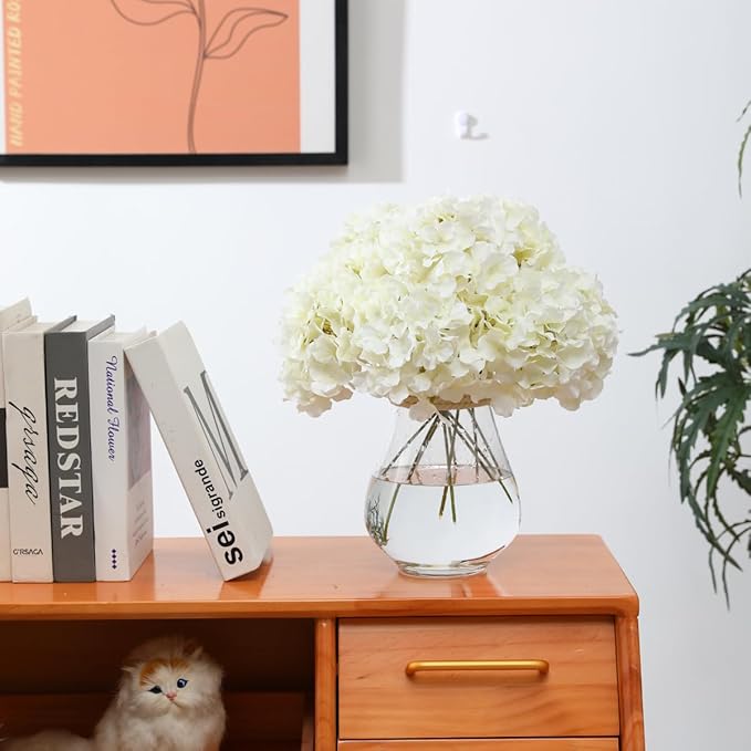 Tifuly Hydrangea Artificial Flowers with Stems 12pcs Fake Hydrangea Silk Flowers Faux Hydrangea Flowers Heads for Wedding Centerpiece Home Party Baby Shower Decor（Off White）-Ruum Studio Home