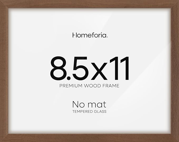 Homeforia Diploma Frame 8.5 x 11 Brown Wood, High End Dark Oak 8.5x11 Certificate Frames, 11x8.5 Document Frames for Wall or Tabletop, 8.5 by 11 Walnut Wooden Frame, Tempered Glass, Wall Kit, Set of 1-Ruum Studio Home