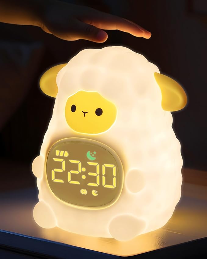 Sheep Alarm Clock for Kids with Night Light, Sleep Training Clock Time to Wake Clock, Rechargeable Silicone Light for Bedroom, Perfect Sleep Companion for Boys Girls-Ruum Studio Home