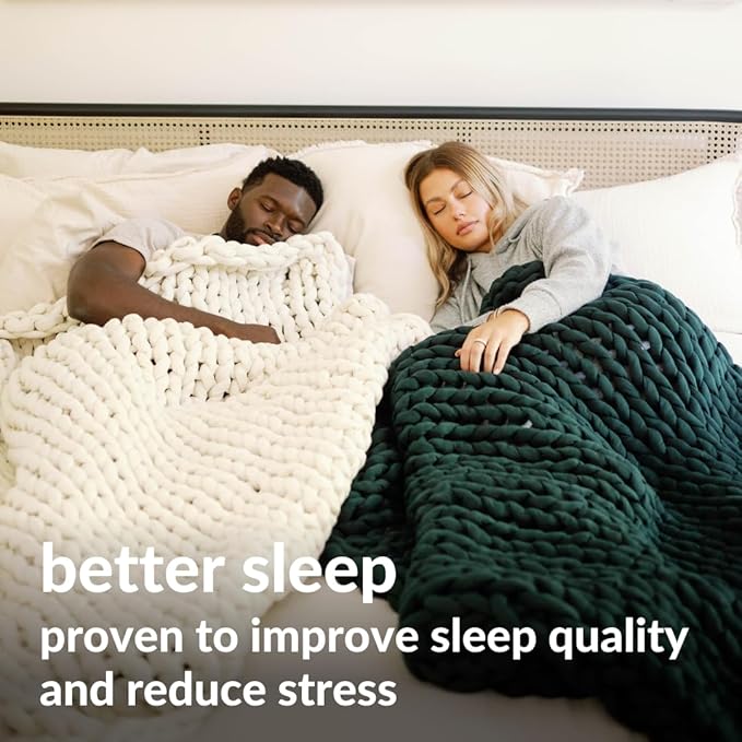 Nuzzie Chunky Knit Blanket - Breathable, Cooling, Hand Made Knit Throw Blanket for Sleep - Machine Washable, Stylish Decor Design (Forest Green, Throw | 12lbs | 44" x60)-Ruum Studio Home