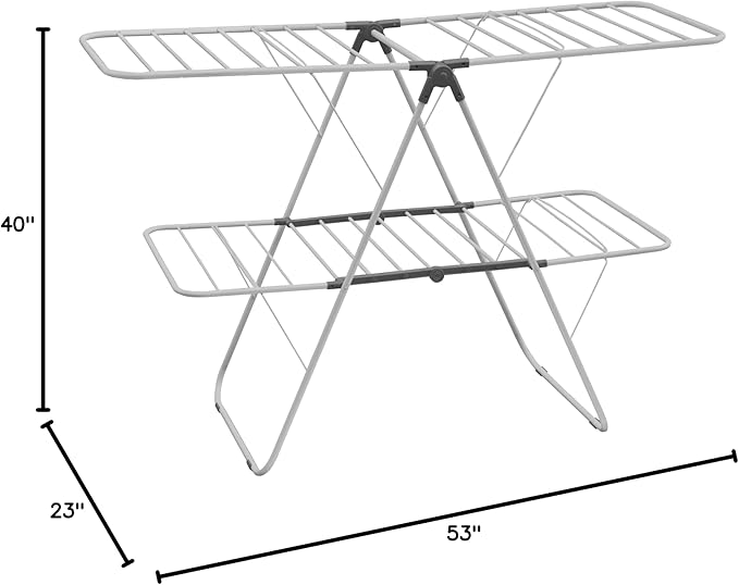 Brookstone – Extra Large – Double Spaced - 2 Tier Collapsible Clothes Drying Rack, Indoor/Outdoor Folding Hanging Garment Stand [NO Assembly - Ready Out of The Box]-Ruum Studio Home