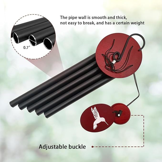 Hummingbird Wind Chimes – 33" Outdoor Tuned Melody Wind Chime, Soothing Memorial Gift for Mom & Grandma, Weather-Resistant Metal Chimes for Garden, Patio, Yard & Home Décor-Ruum Studio Home