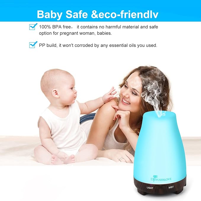 Diffuserlove Essential Oil Diffusers 200ML Remote Control Diffuser Mist Humidifiers BPA-Free Aromatherapy Diffuser (Black Base)-Ruum Studio Home