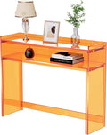 Acrylic Console Table, Entryway Table with Storage Shelves (1, 39.4 * 31.5 * 11.7 inches) (Orange)-Ruum Studio Home