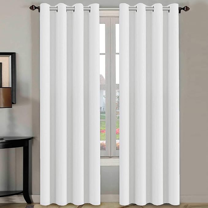 H.VERSAILTEX White Curtains for Bedroom Thermal Insulated Curtains & Drapes Living Room 108 inches Long for Patio Glass Door Window Treatment Extra Long Panels Drapes 2 Panels, Pure White-Ruum Studio Home