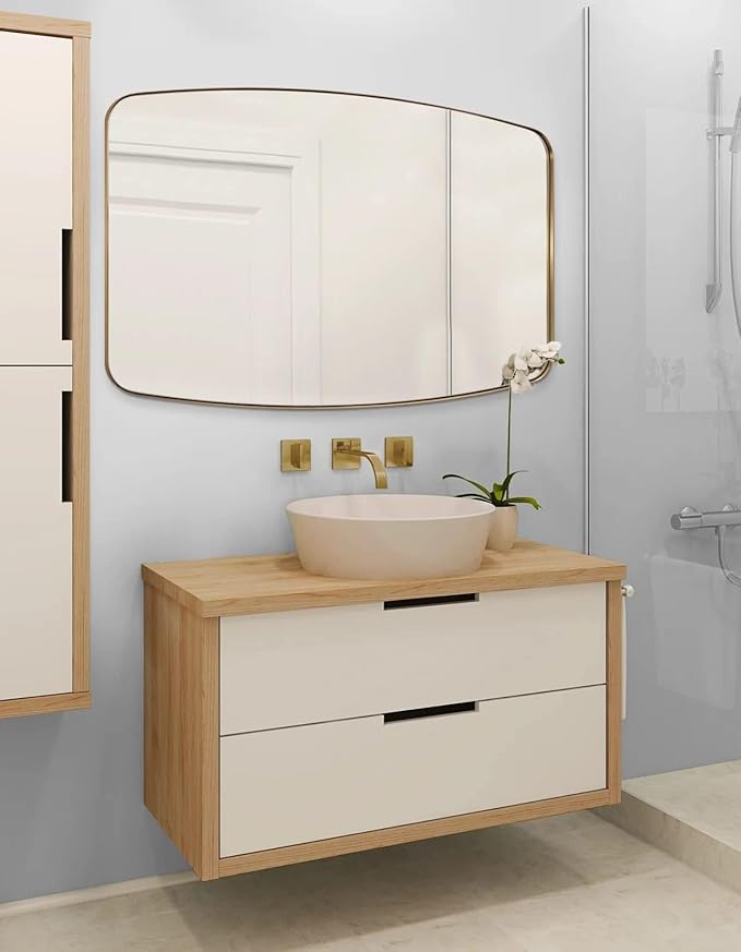 ANDY STAR Gold Mirror, 30x48’’ Brushed Gold Oval Mirror for Bathroom, Oblong Mirrors with Brass Metal Frame, Oval Vanity Mirror for Modern Farmhouse Wall Decor 1”Deep Set Design-Ruum Studio Home