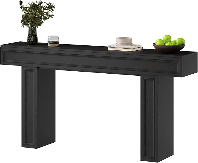 Rresyet 63 Inch Long Console Table, Sofa Table Behind Sofa, Wooden Entryway Table, Farmhouse Entryway Table for Entry, Hallway, Living Room (Black)-Ruum Studio Home