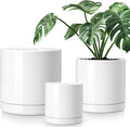 vancasso Ceramic Planters, Plant Pots for Indoor Plants, 6.25+8.25+10.25 Inch Ceramic Pots for Plants, Flower Pots with Drainage Holes, Planters Pot for Indoor House Plant, Set of 3, White-Ruum Studio Home