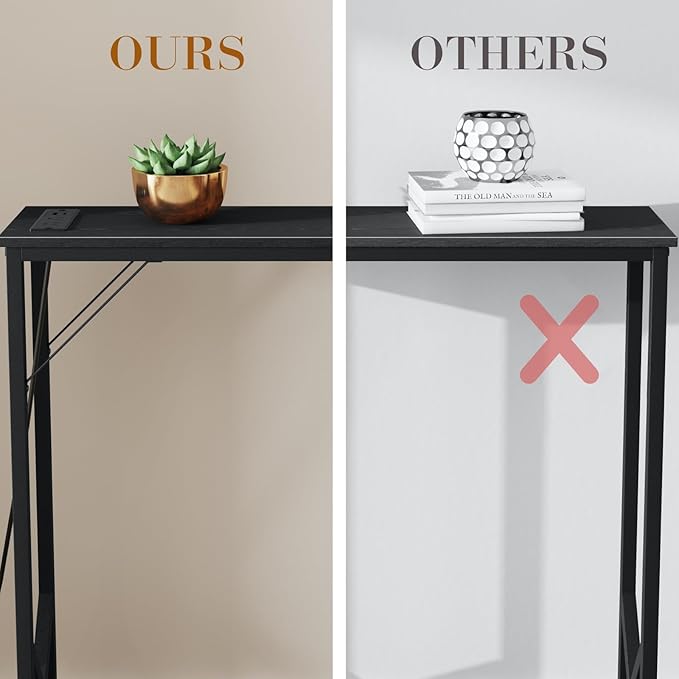 63'' Console Table, Skinny Entryway Table with Fast-Charging Station, Narrow Long Sofa Table, Behind Slim Couch Table for Entrance, Hallway, Living Room Decor ST-BK160-1-Ruum Studio Home
