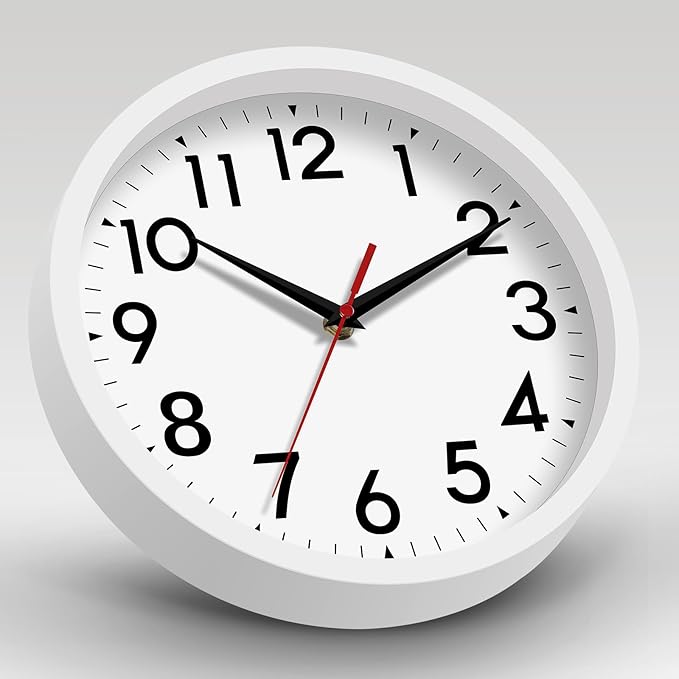 12 Inch Wall Clock Battery Operated Silent Non Ticking Analog Modern Decorative for Office Kitchen Outdoor Living Room Classroom Bedroom Bathroom School(White)-Ruum Studio Home